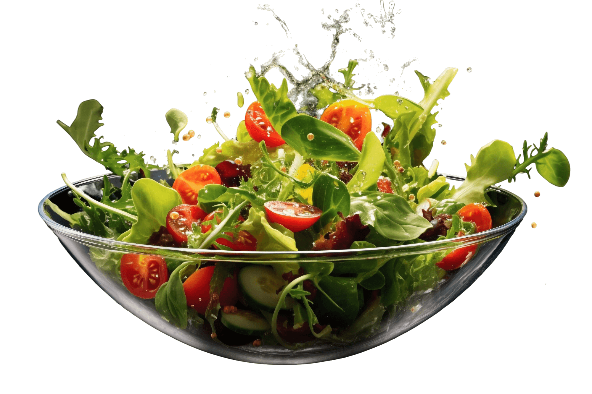 Fresh green salad in a glass bowl